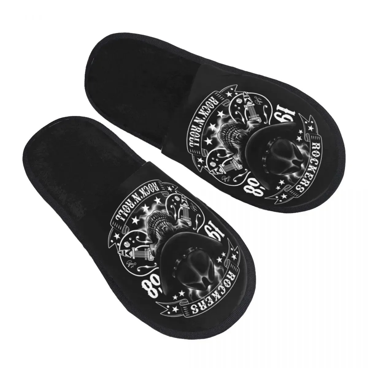 Forever Metal Skull Slippers | Death Rock Memory Foam Indoor Shoes | Cozy Goth Gift for Women