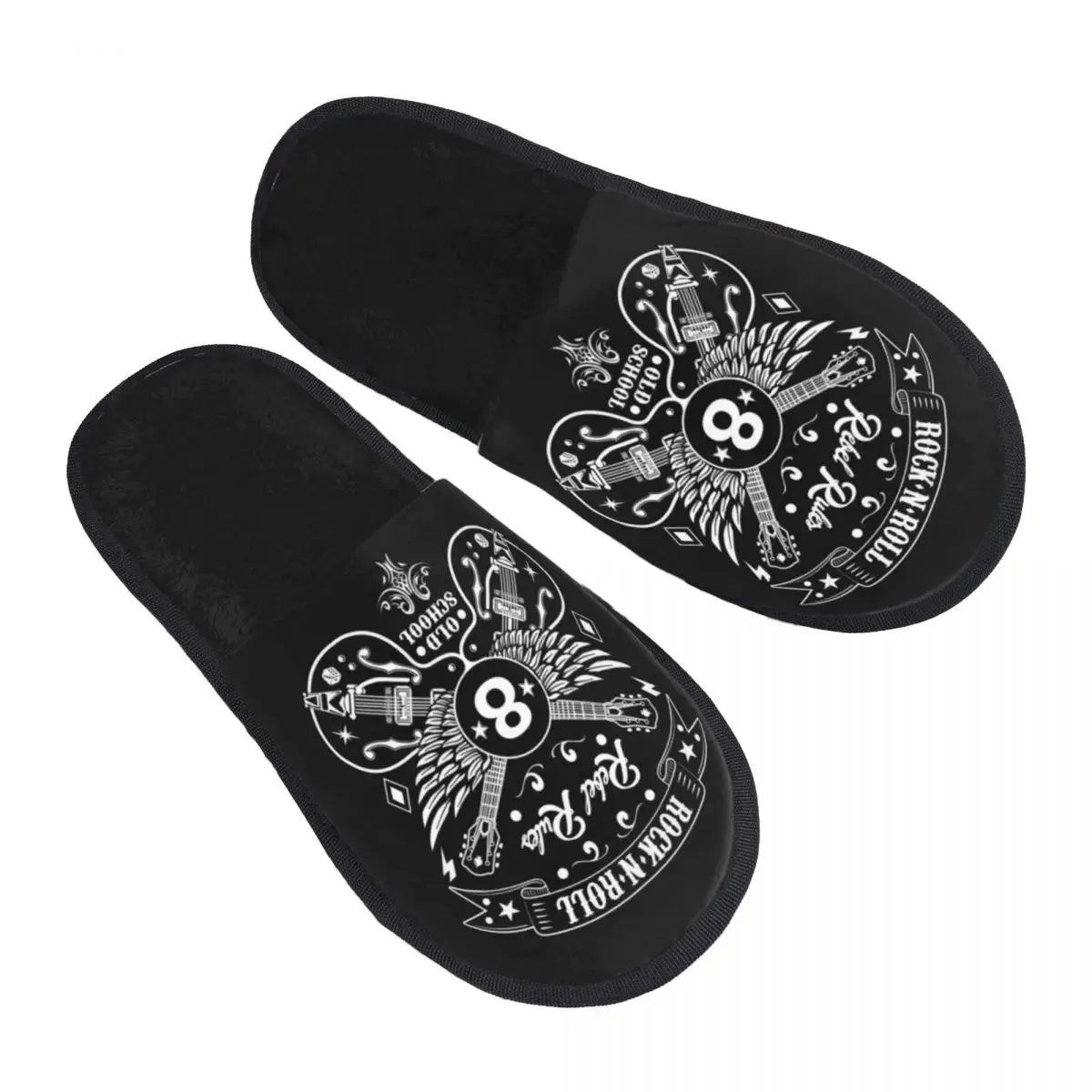 Forever Metal Skull Slippers | Death Rock Memory Foam Indoor Shoes | Cozy Goth Gift for Women