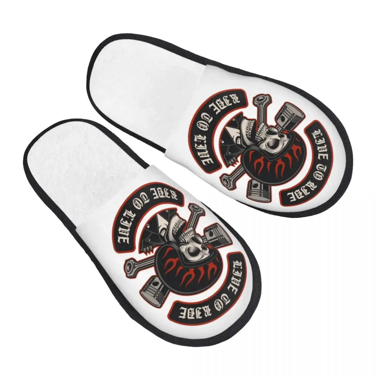 Forever Metal Skull Slippers | Death Rock Memory Foam Indoor Shoes | Cozy Goth Gift for Women