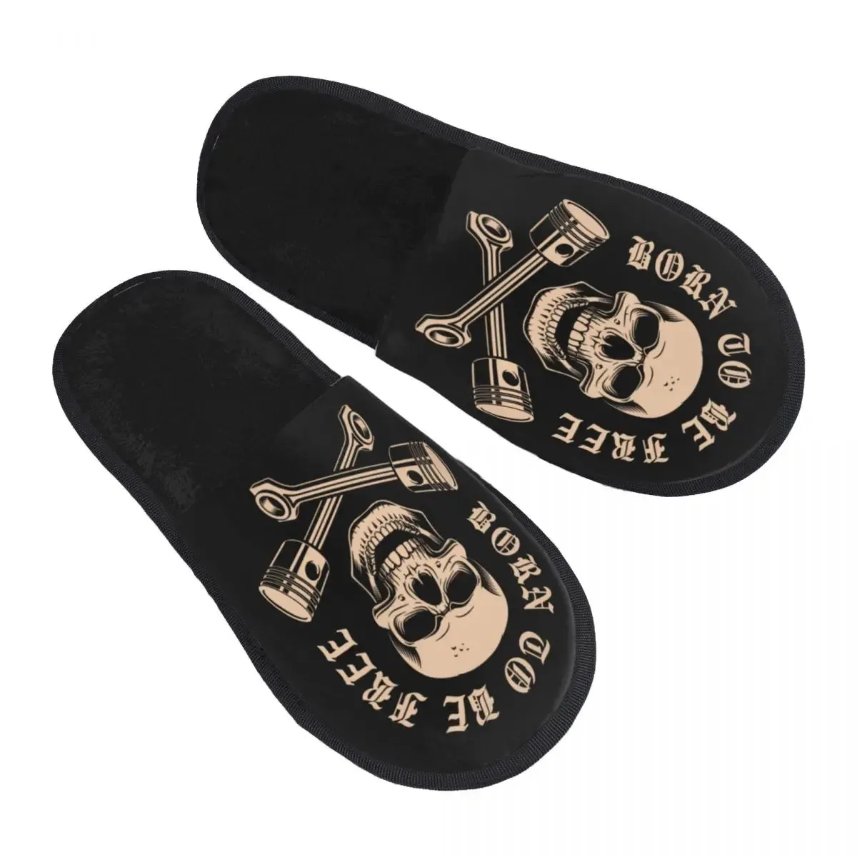 Forever Metal Skull Slippers | Death Rock Memory Foam Indoor Shoes | Cozy Goth Gift for Women
