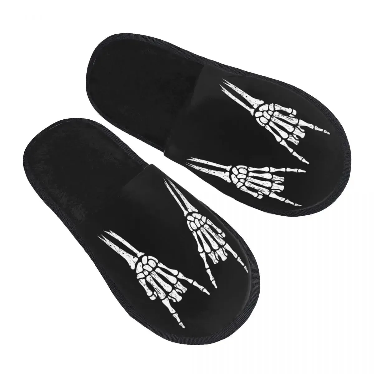 Forever Metal Skull Slippers | Death Rock Memory Foam Indoor Shoes | Cozy Goth Gift for Women