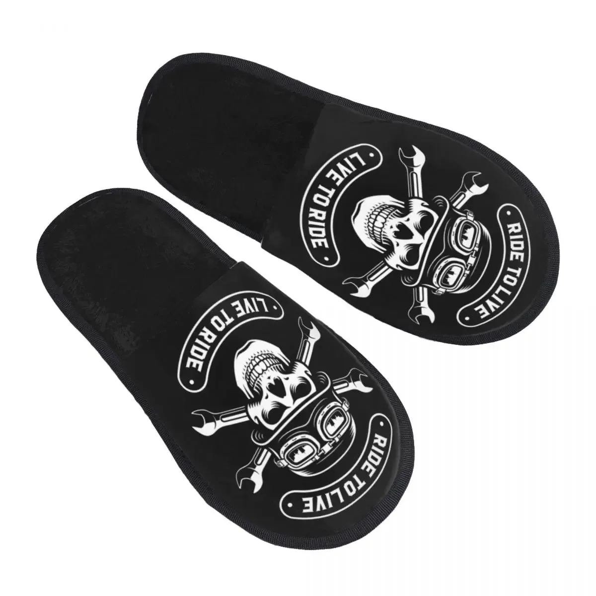 Forever Metal Skull Slippers | Death Rock Memory Foam Indoor Shoes | Cozy Goth Gift for Women