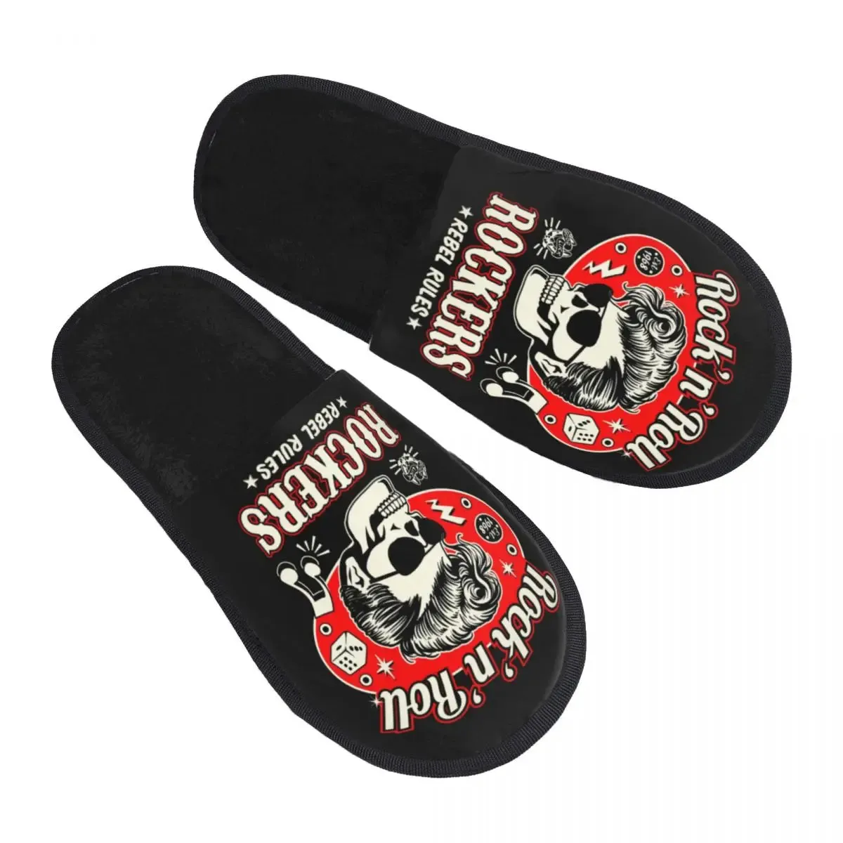 Forever Metal Skull Slippers | Death Rock Memory Foam Indoor Shoes | Cozy Goth Gift for Women