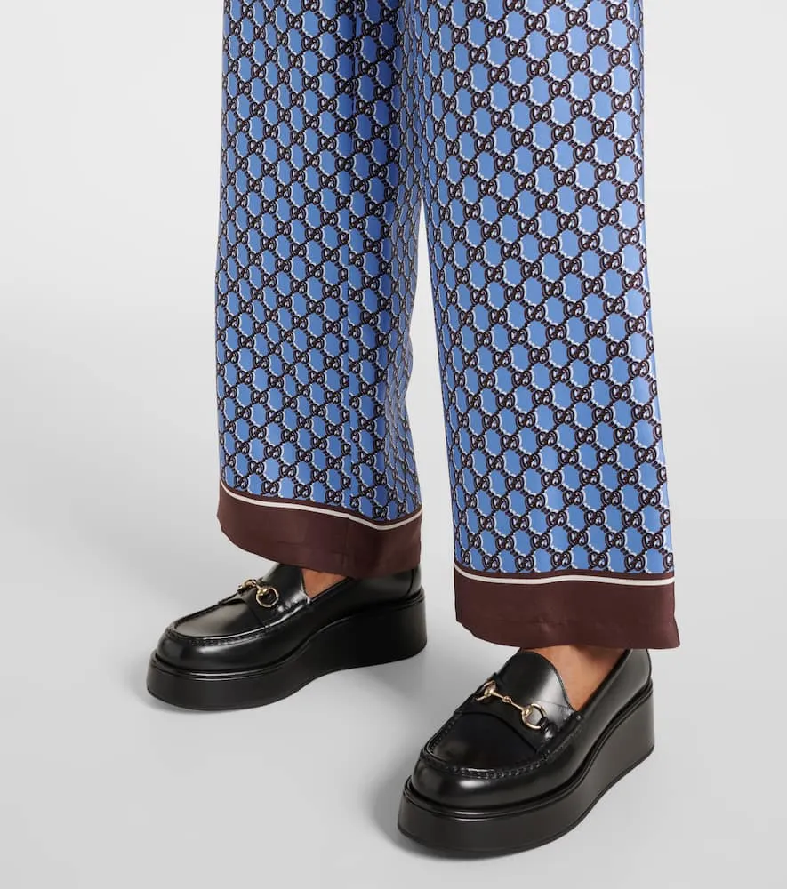 Gucci Horsebit leather wedge loafers