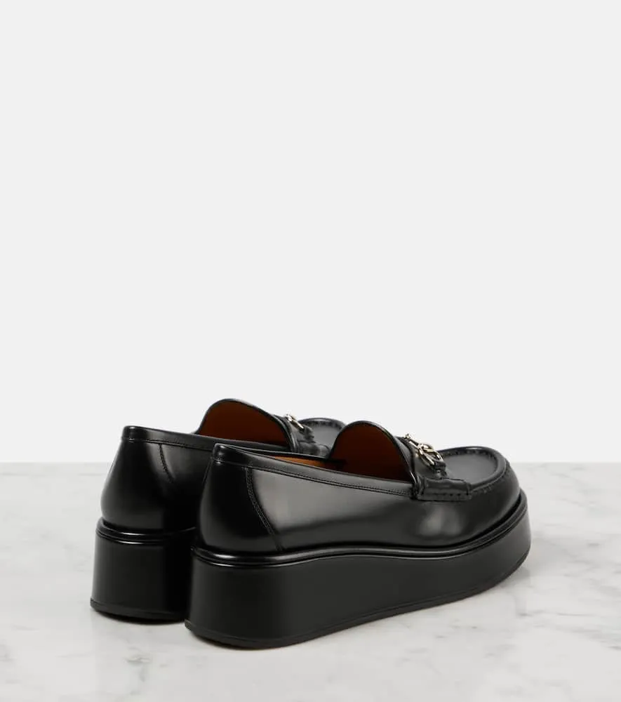 Gucci Horsebit leather wedge loafers