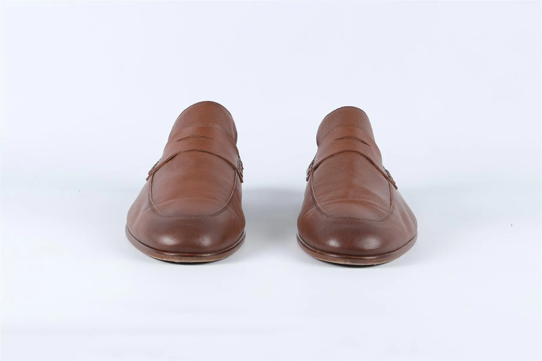 HARRYS OF LONDON BROWN MEN'S LEATHER LOAFERS UK 10 EU 44 US 11