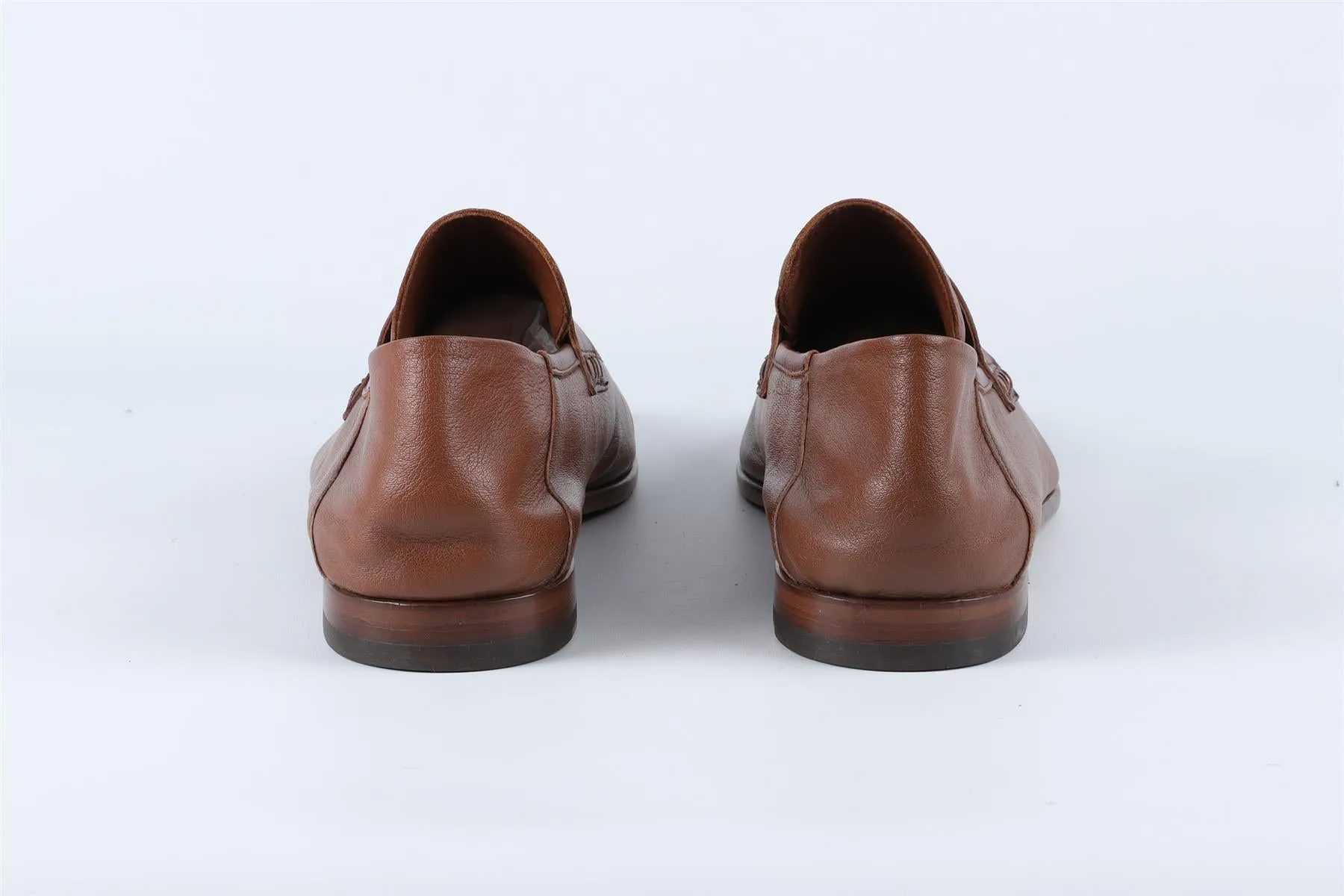 HARRYS OF LONDON BROWN MEN'S LEATHER LOAFERS UK 10 EU 44 US 11