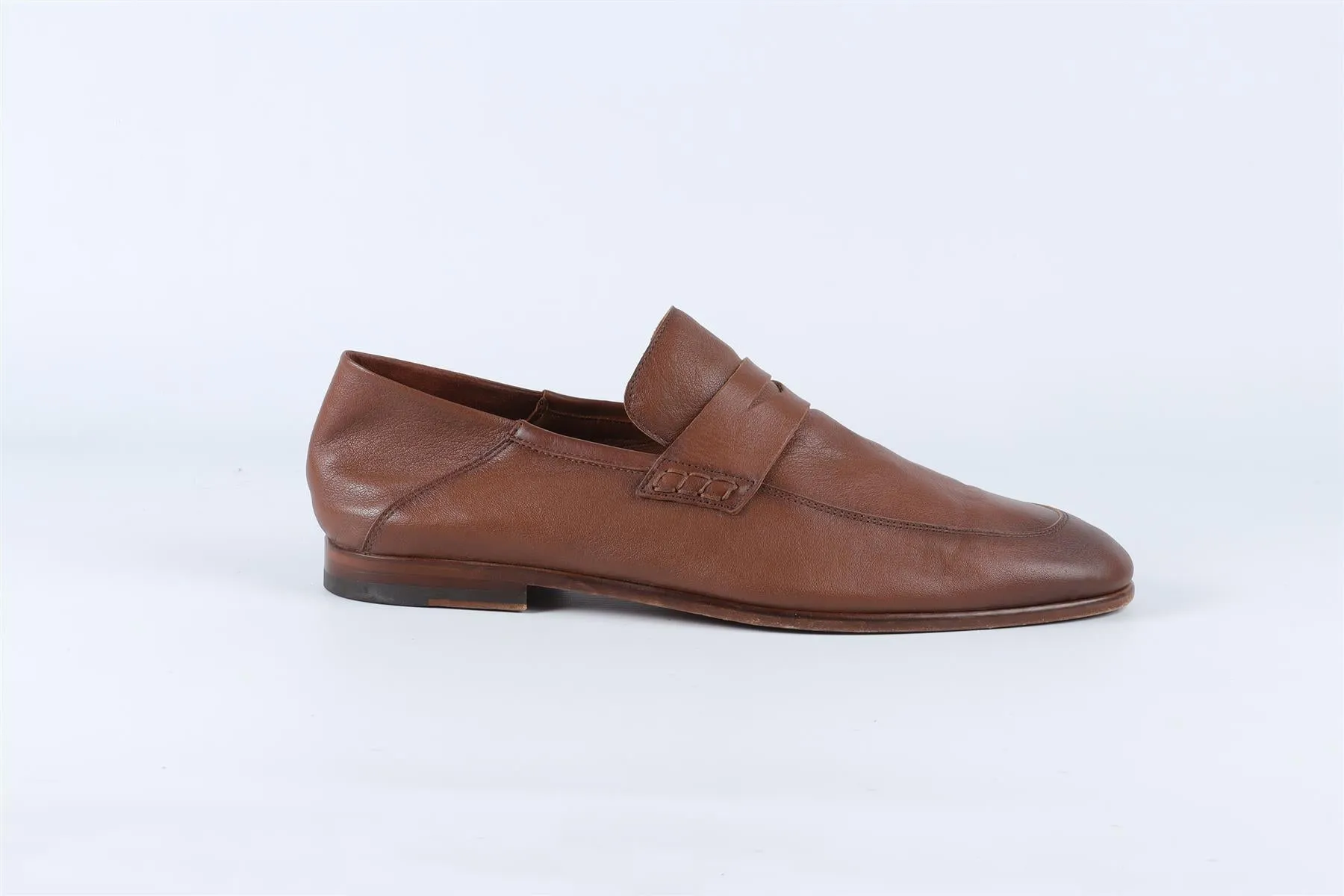HARRYS OF LONDON BROWN MEN'S LEATHER LOAFERS UK 10 EU 44 US 11