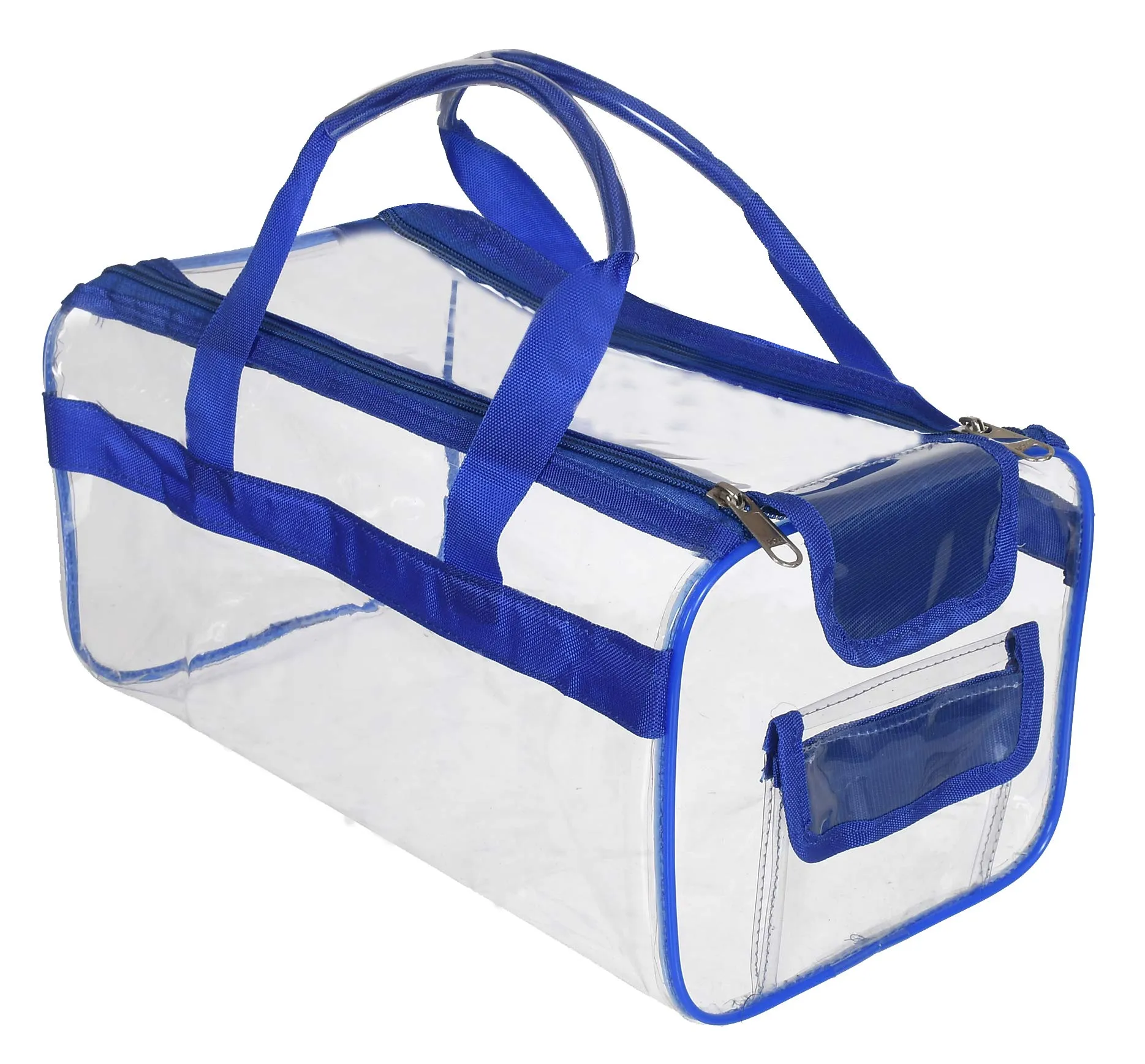 Heart Home 2 Pieces (Large & Small) Crystal Clear Plastic Cosmetic Bags Travel PVC Vinyl Toiletry Bag, Zipper Large Transparent Waterproof Make-Up Case Organizer Bag (Blue)