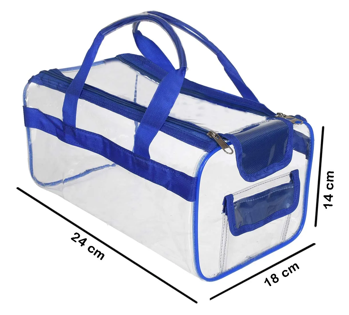 Heart Home 2 Pieces (Large & Small) Crystal Clear Plastic Cosmetic Bags Travel PVC Vinyl Toiletry Bag, Zipper Large Transparent Waterproof Make-Up Case Organizer Bag (Blue)