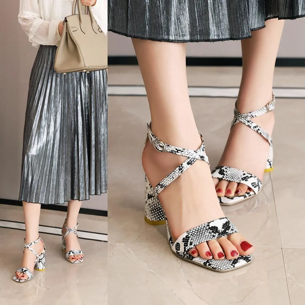 High Quality Mid Heel Open Toe Square Party Sandals