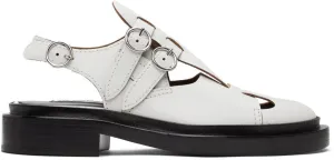 Jil Sander White Antick Slingback Loafers