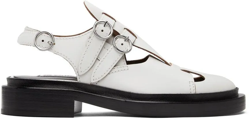 Jil Sander White Antick Slingback Loafers