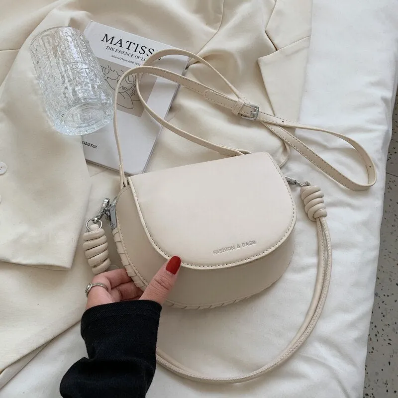 Kiwi Green Small Fashion PU Leather Saddle Crossbody Bag for Women 2021 Summer Luxury Baguette Shoulder Purses and Handbags