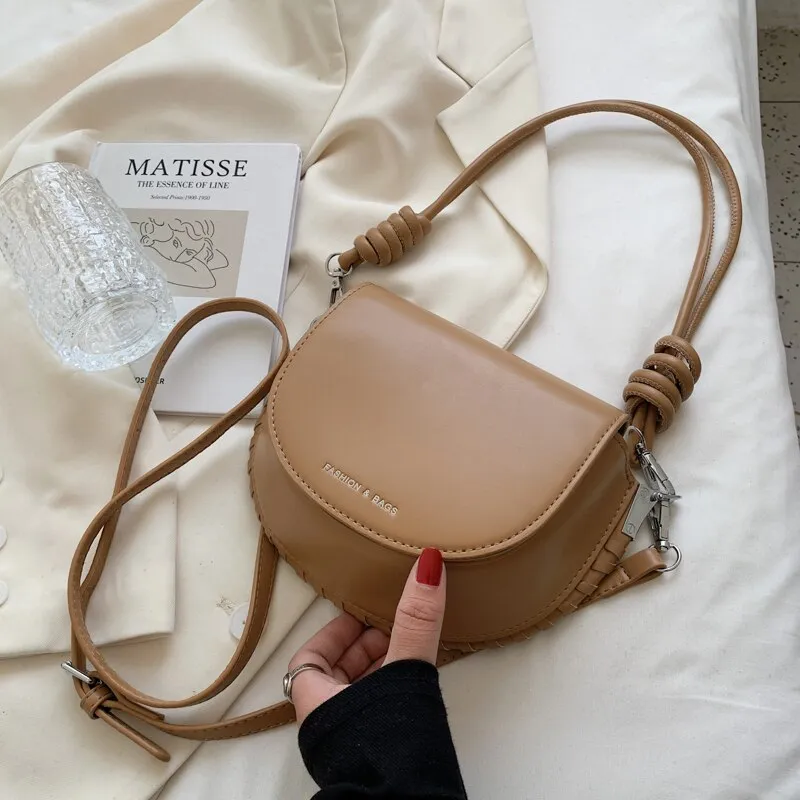 Kiwi Green Small Fashion PU Leather Saddle Crossbody Bag for Women 2021 Summer Luxury Baguette Shoulder Purses and Handbags