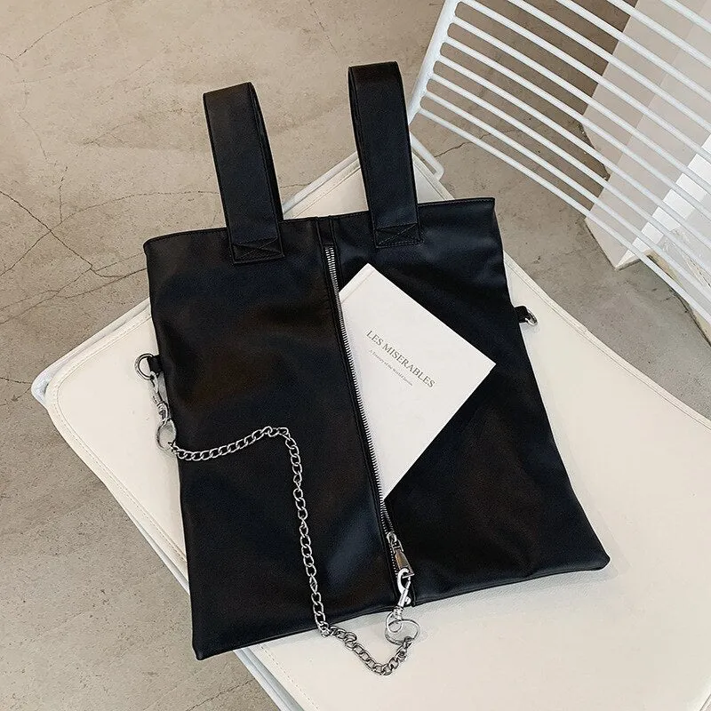 Korean Style women handbag Large Capacity Simple Chain Fashion  female Shoulder Messenger Bag pu leather Casual big totes black