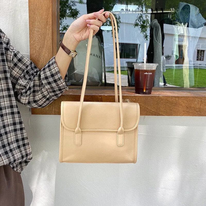 Korean style women shoulder bag PU leather female Handbags big Totes Solid color ladies hand bag bolsa Casual Axillary bags
