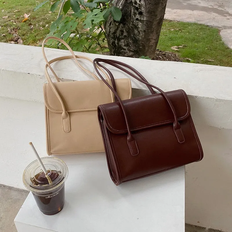 Korean style women shoulder bag PU leather female Handbags big Totes Solid color ladies hand bag bolsa Casual Axillary bags