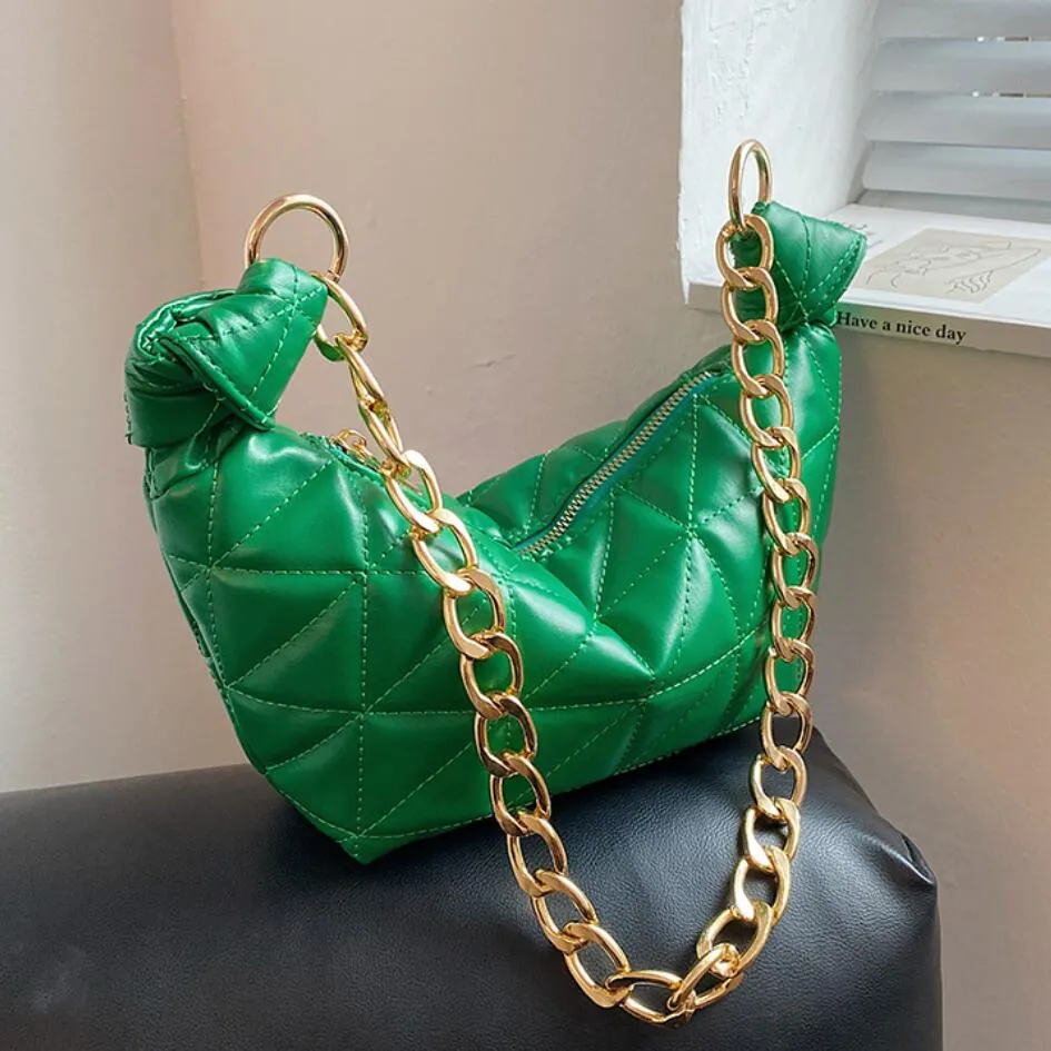 Lattice Pleated Thick Chin Underarm Bag LEFTSIDE New High-quality PU Leather Women's Designer Handbag Luxury Brand Shoulder Bag