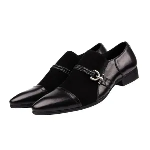 Men Suede Loafers Shoes With Anchor Leather Buckle Strap Detail