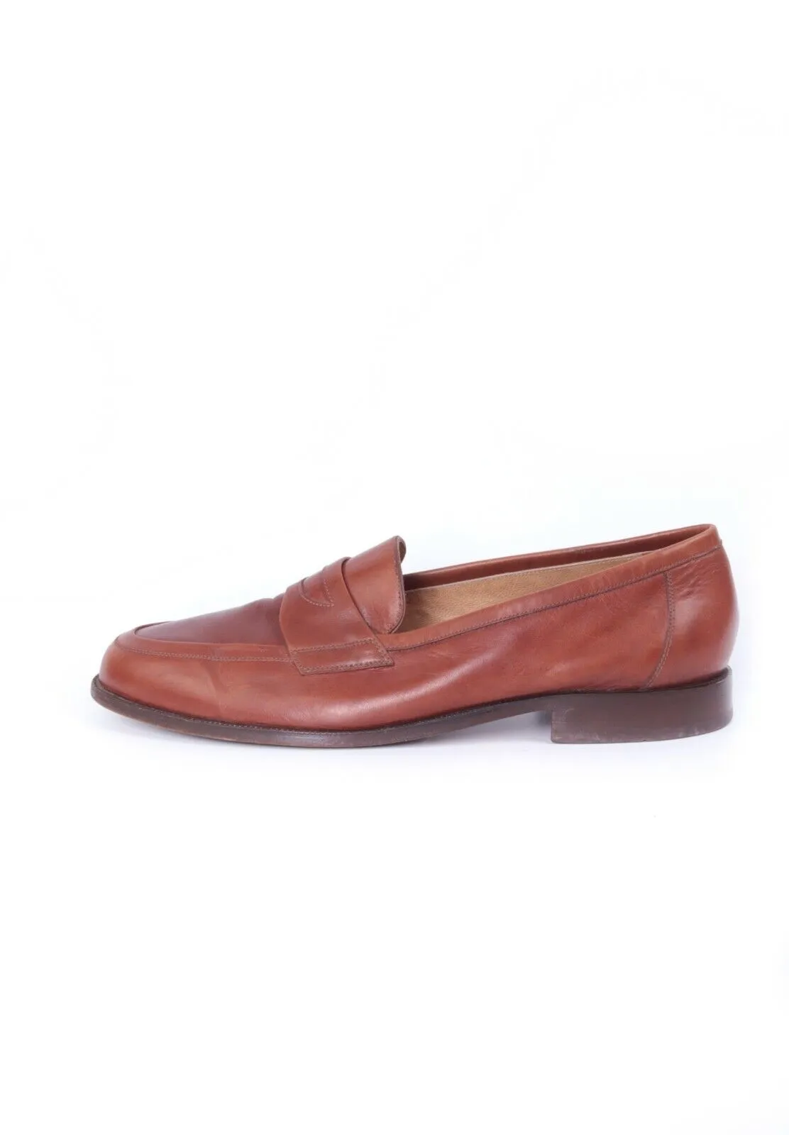 Men's BALLY Brown Salasan Calf Plain Leather Loafers Shoes Size 46