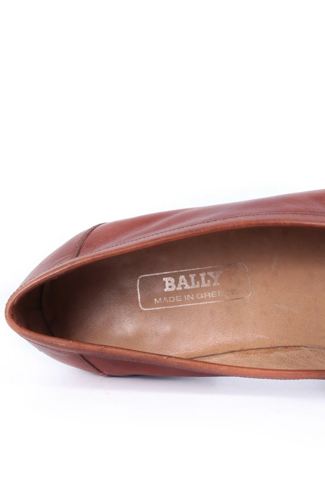 Men's BALLY Brown Salasan Calf Plain Leather Loafers Shoes Size 46