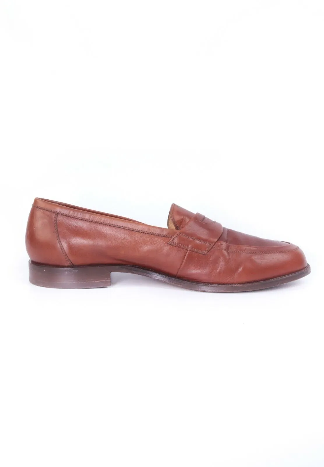 Men's BALLY Brown Salasan Calf Plain Leather Loafers Shoes Size 46