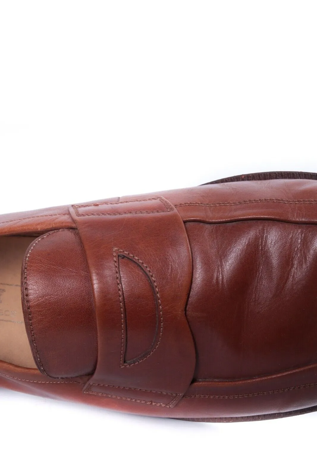 Men's BALLY Brown Salasan Calf Plain Leather Loafers Shoes Size 46