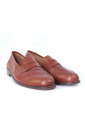 Men's BALLY Brown Salasan Calf Plain Leather Loafers Shoes Size 46