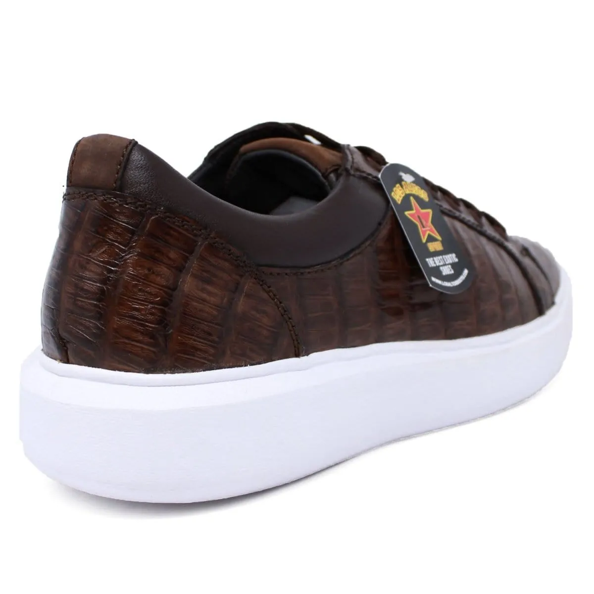 Men's Genuine Full Caiman Belly Skin Sneakers - Black LAB-ZSM0282