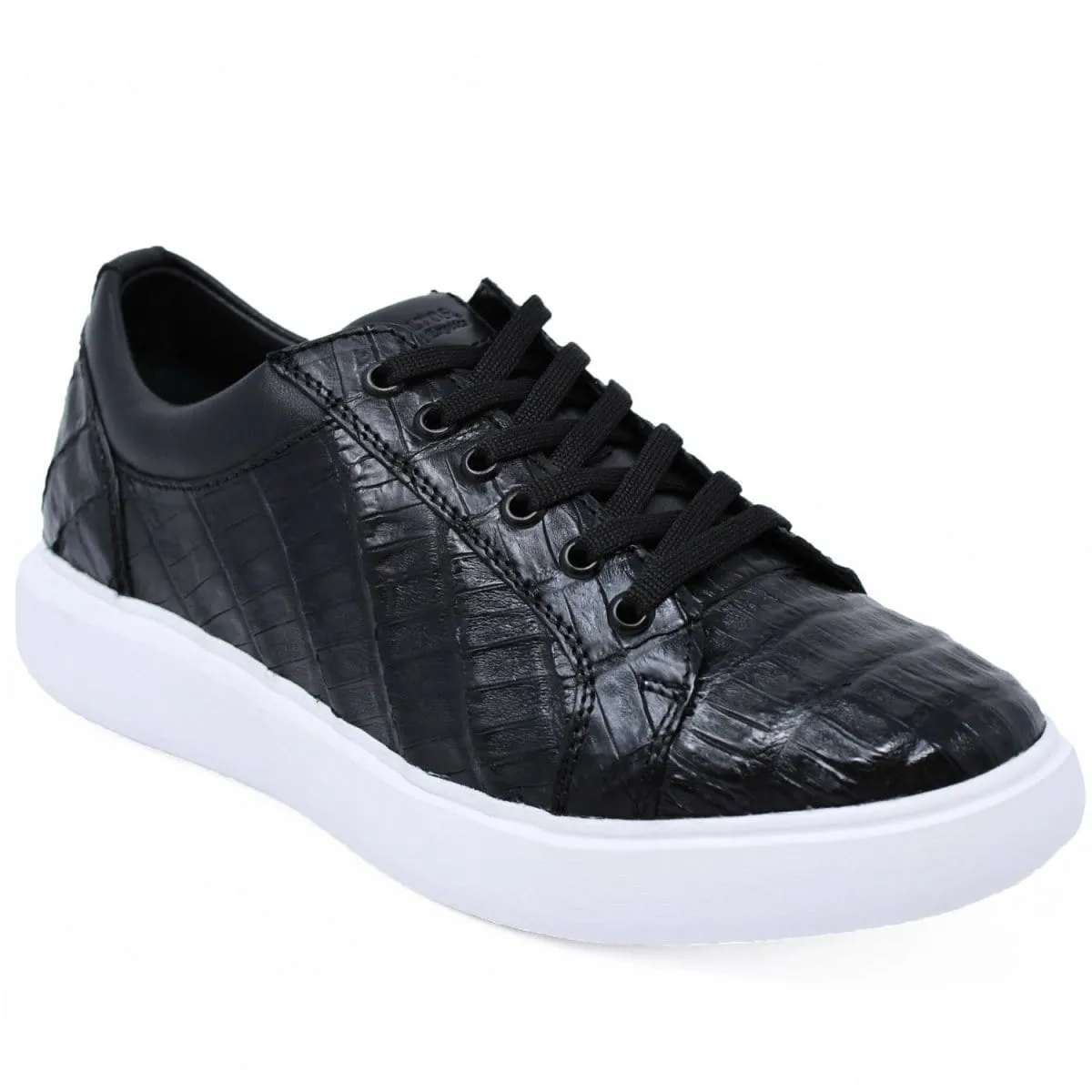 Men's Genuine Full Caiman Belly Skin Sneakers - Black LAB-ZSM0282