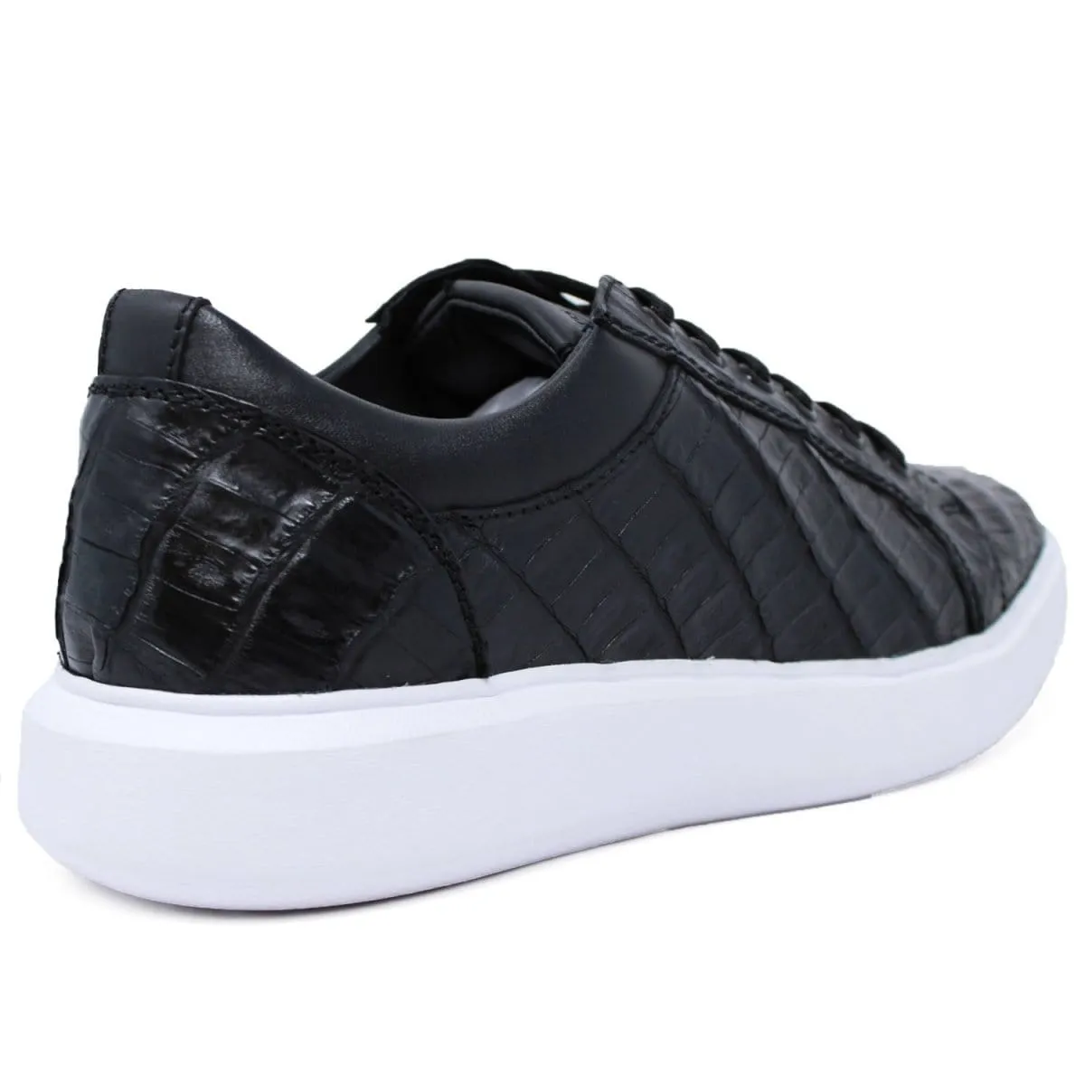 Men's Genuine Full Caiman Belly Skin Sneakers - Black LAB-ZSM0282