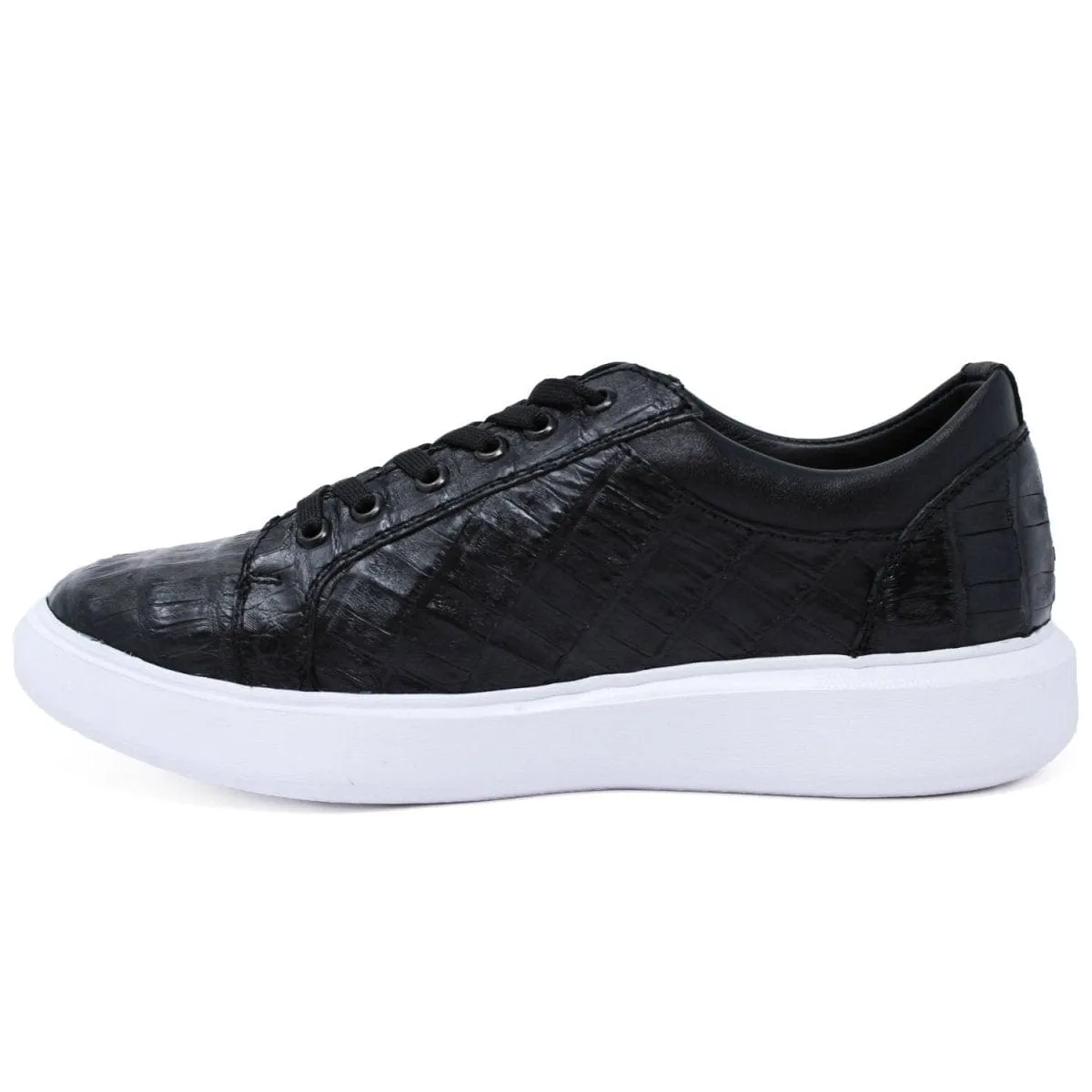 Men's Genuine Full Caiman Belly Skin Sneakers - Black LAB-ZSM0282