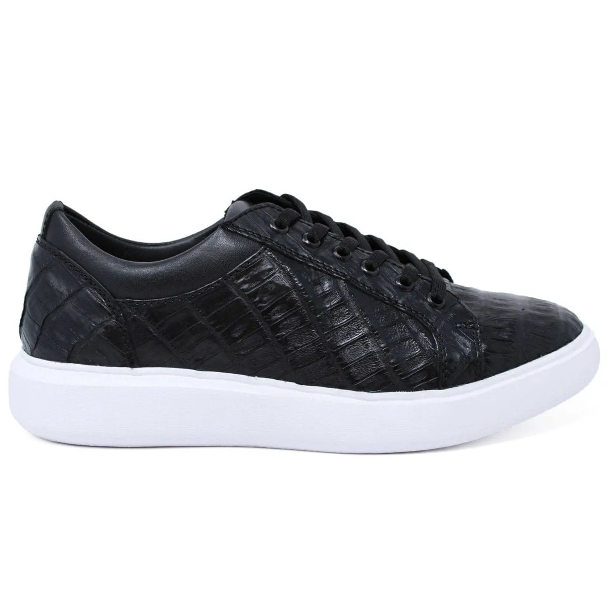 Men's Genuine Full Caiman Belly Skin Sneakers - Black LAB-ZSM0282