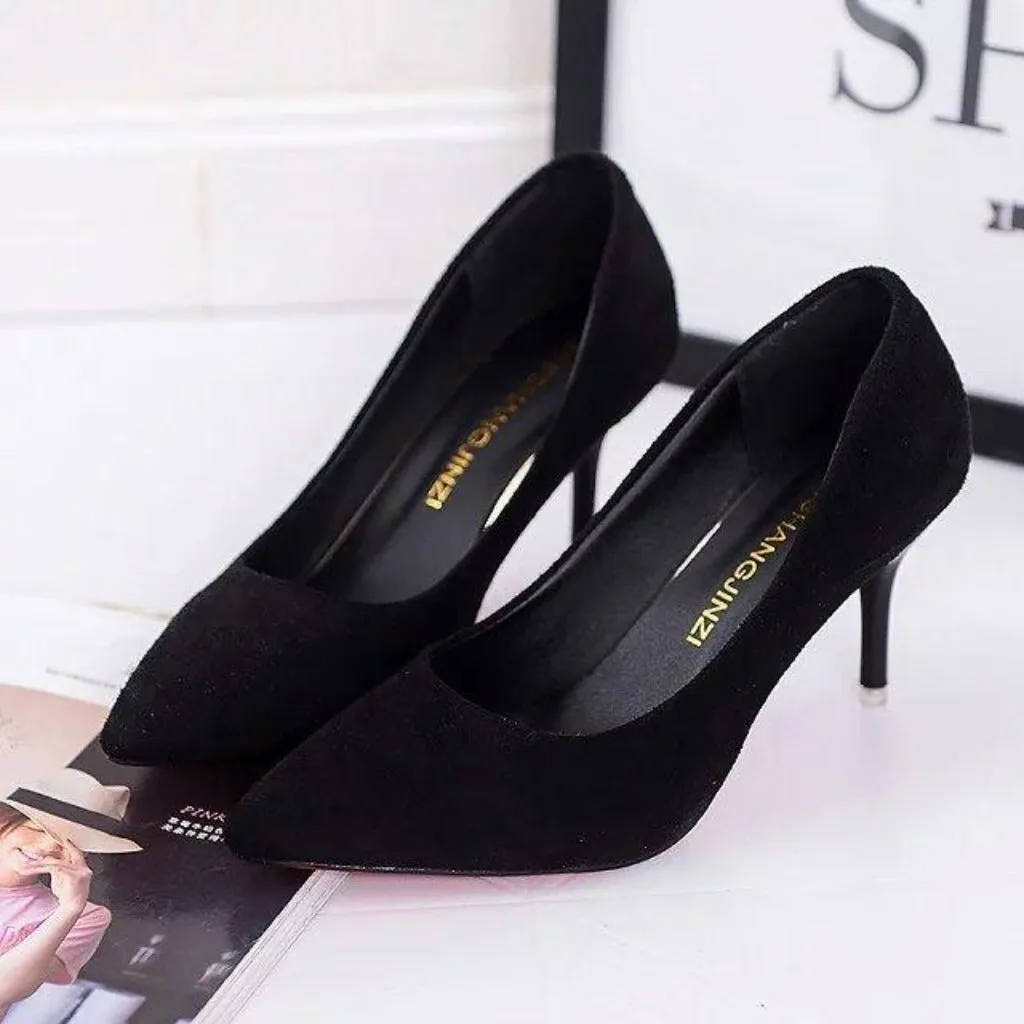 Pointed Toe Pumps Leather High Heels