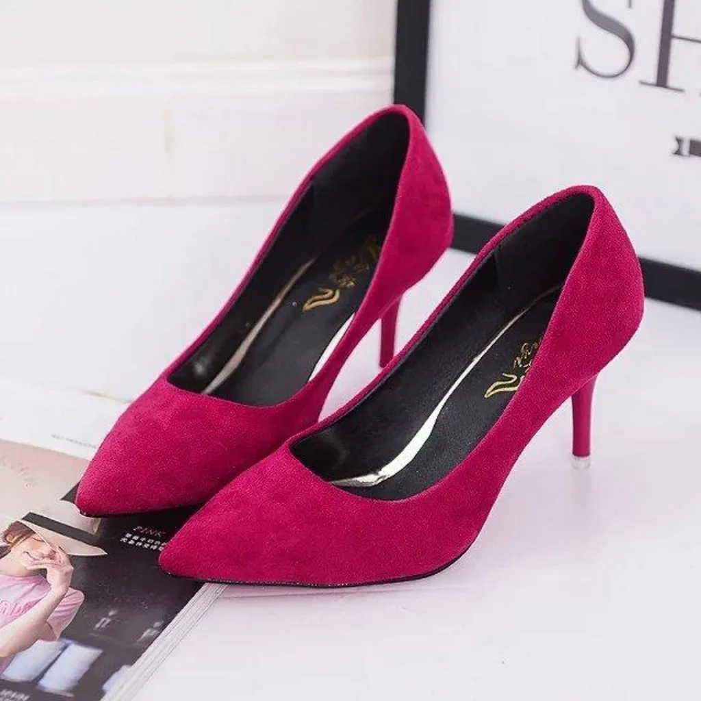 Pointed Toe Pumps Leather High Heels
