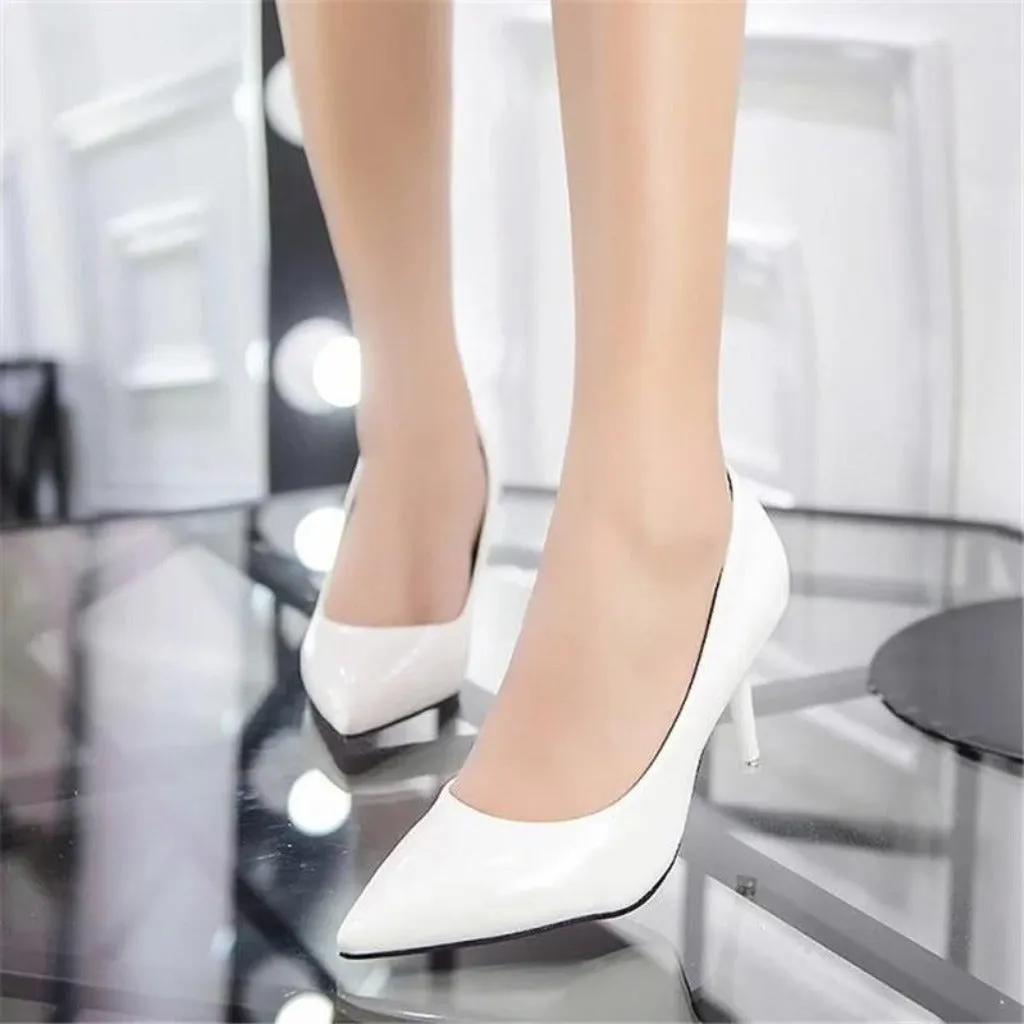 Pointed Toe Pumps Leather High Heels