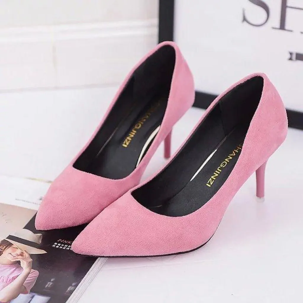 Pointed Toe Pumps Leather High Heels