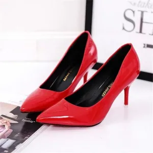 Pointed Toe Pumps Leather High Heels