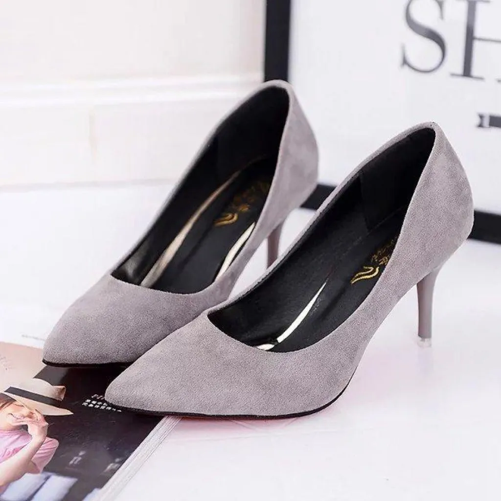 Pointed Toe Pumps Leather High Heels
