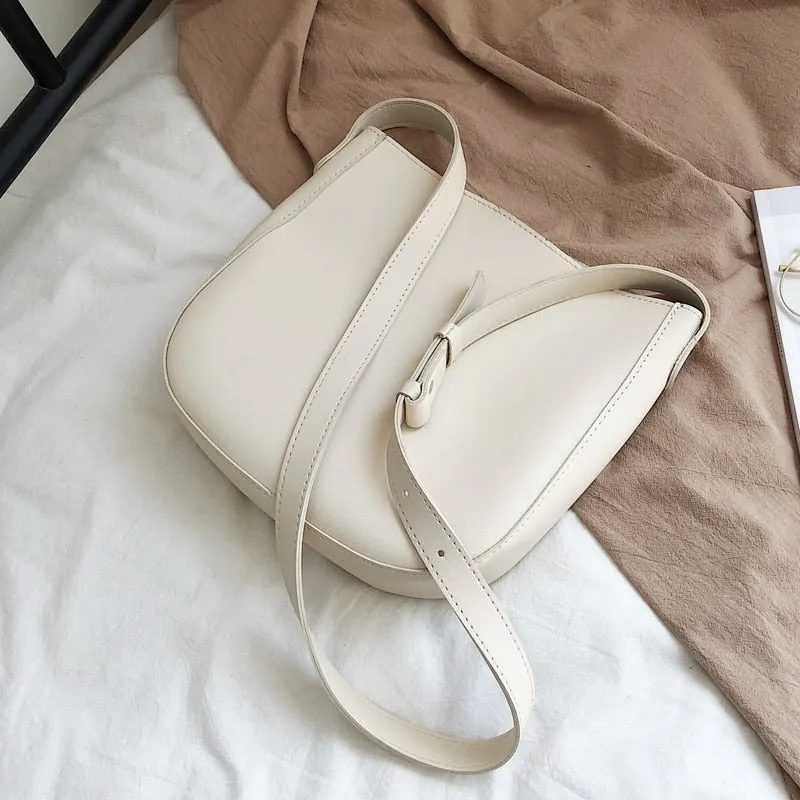 Pure color Casual Bucket bag 2021 New High quality PU Leather Women's Designer Handbag High capacity Shoulder Messenger Bag