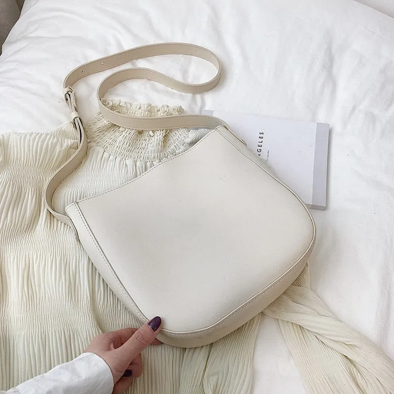 Pure color Casual Bucket bag 2021 New High quality PU Leather Women's Designer Handbag High capacity Shoulder Messenger Bag
