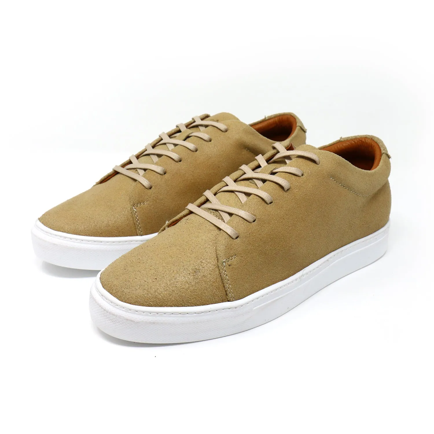 Sand Distressed Low-Top Sneakers