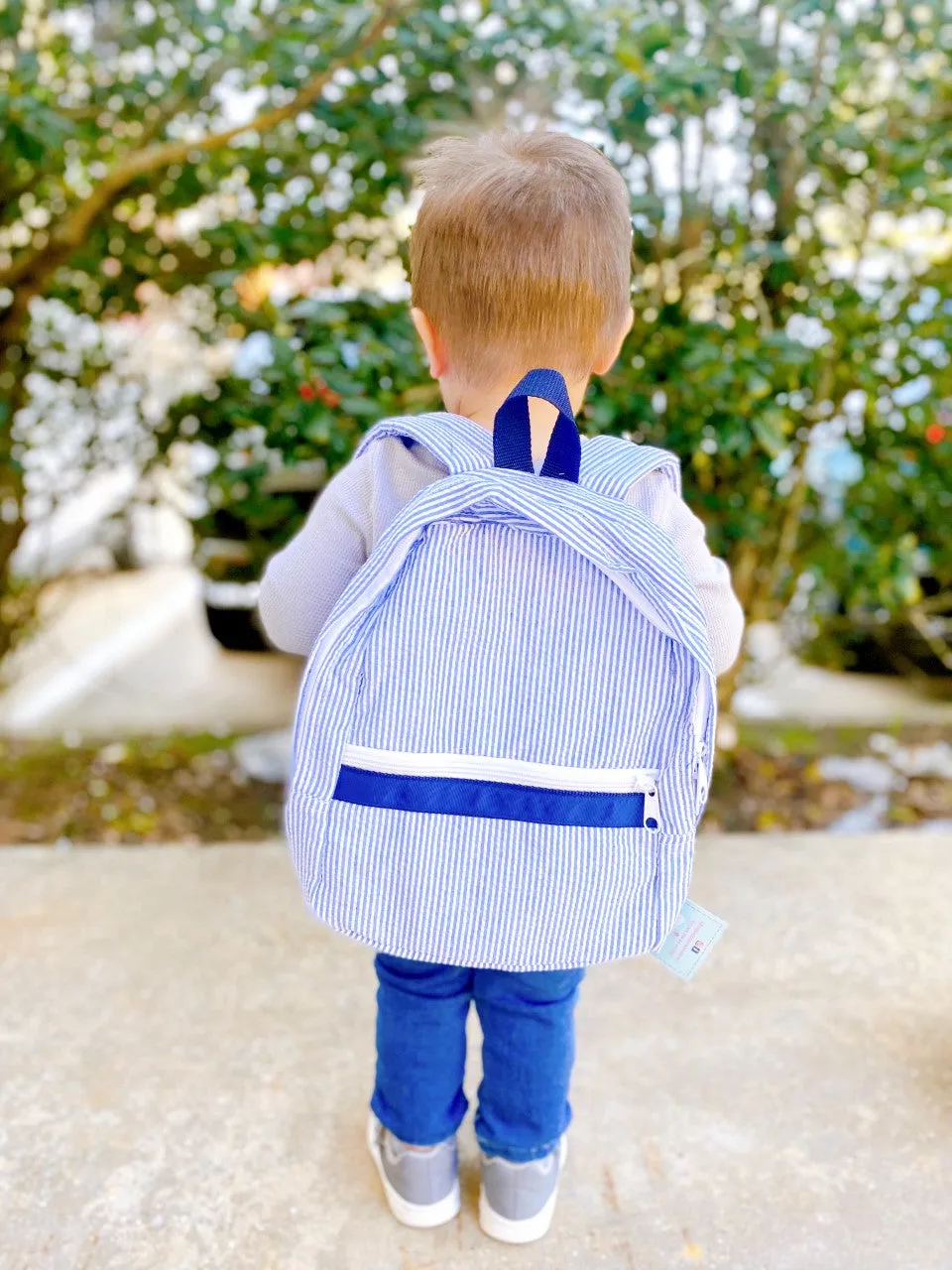Seersucker Backpack - Navy