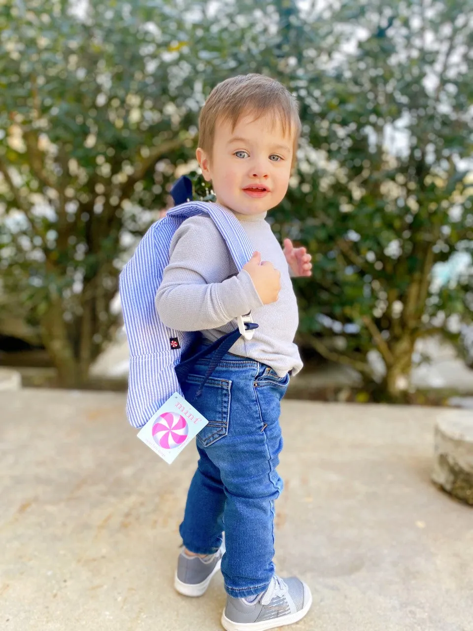 Seersucker Backpack - Navy