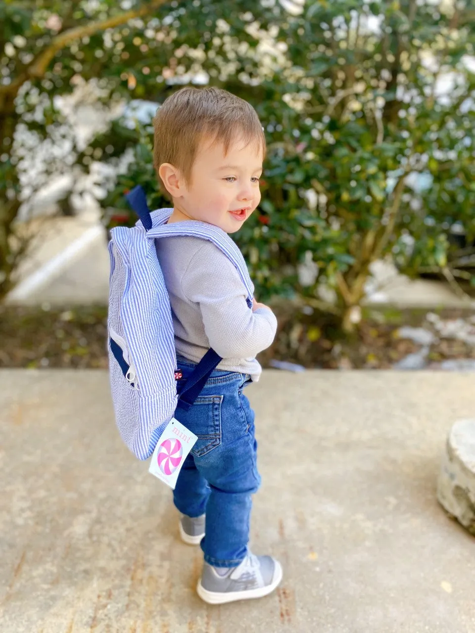 Seersucker Backpack - Navy