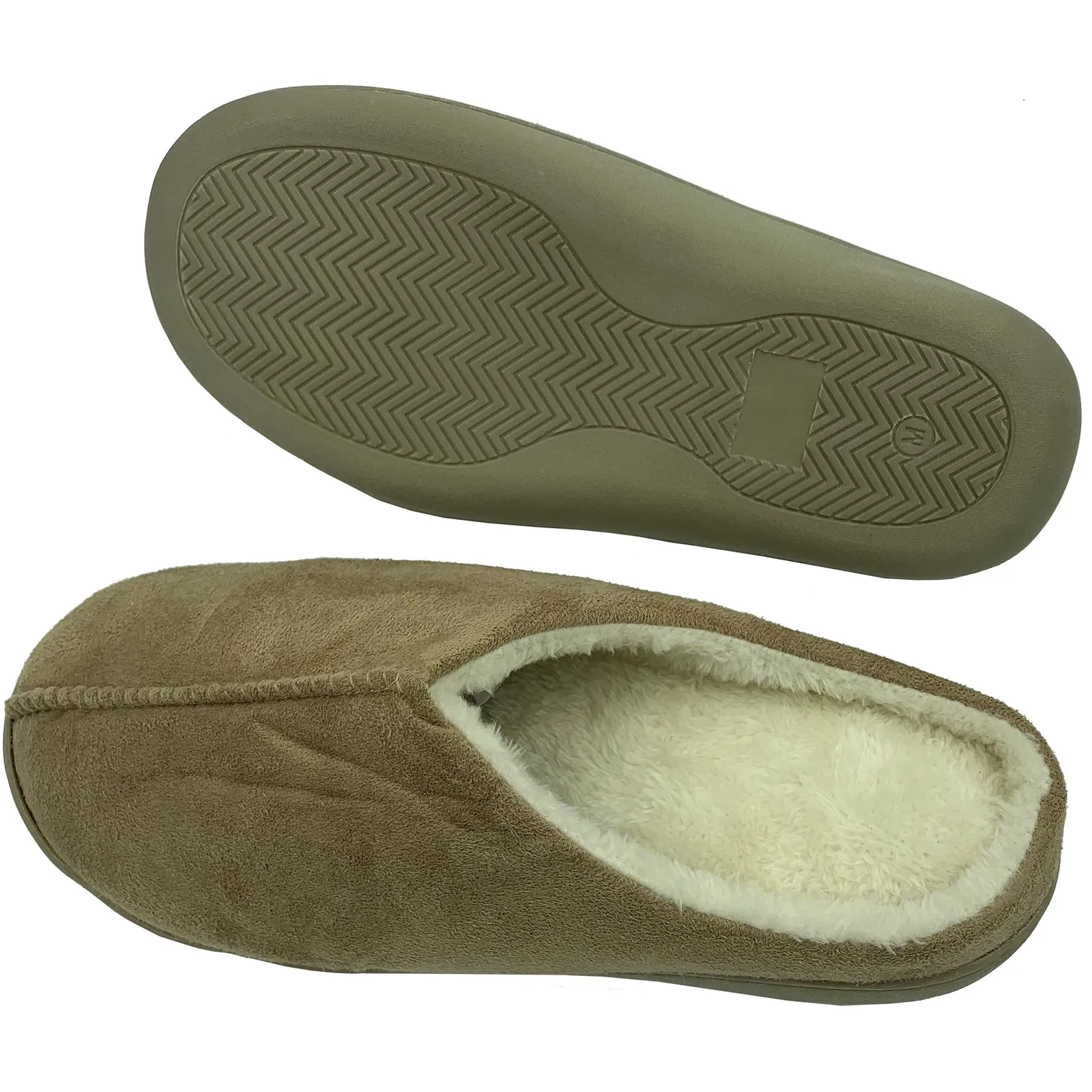 Serenis Men's Memory Foam Slippers, Taupe- Medium (8-9)