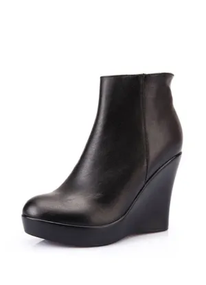 Shanty Women's Wedge Leather Ankle Booties