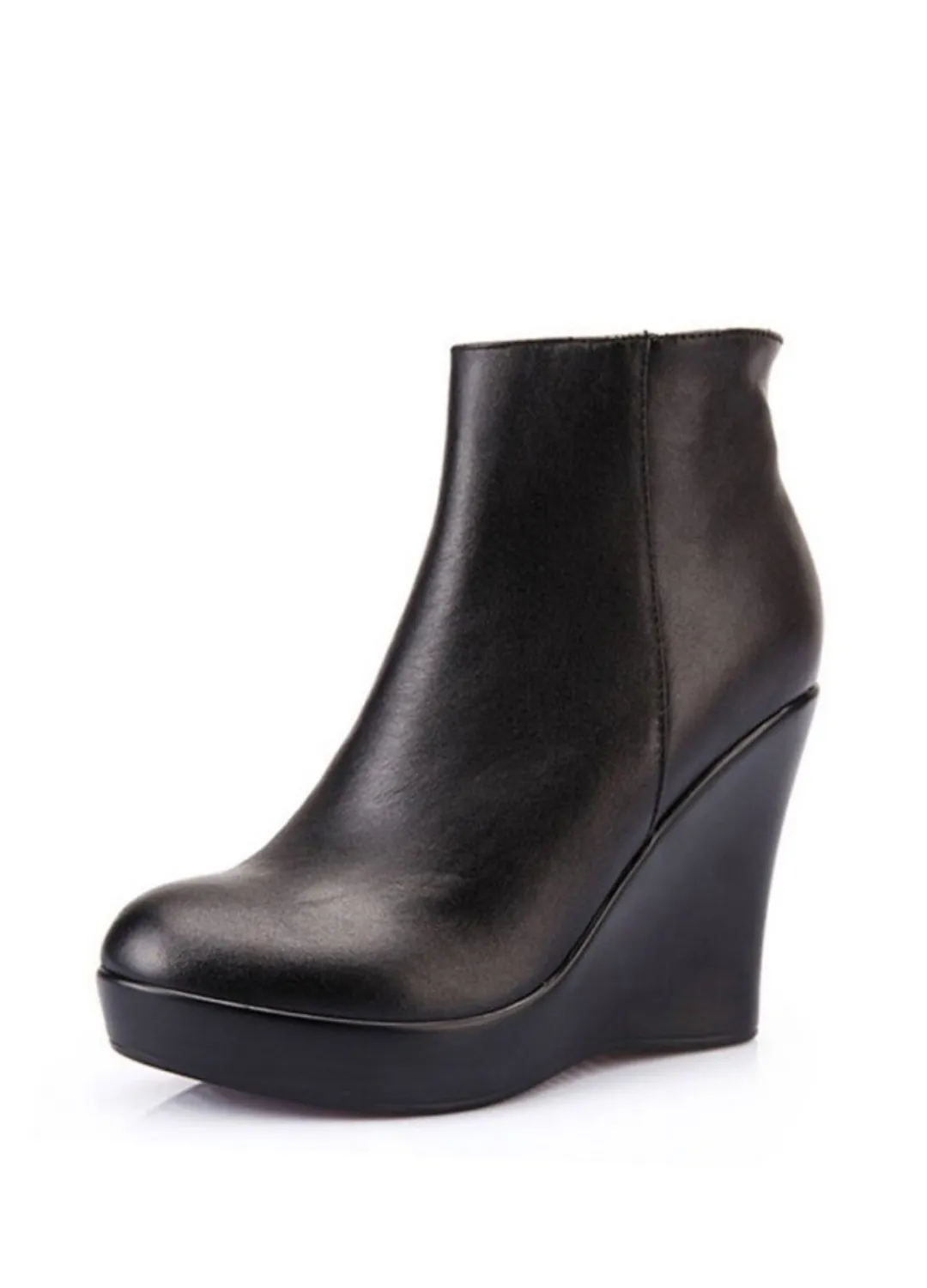 Shanty Women's Wedge Leather Ankle Booties