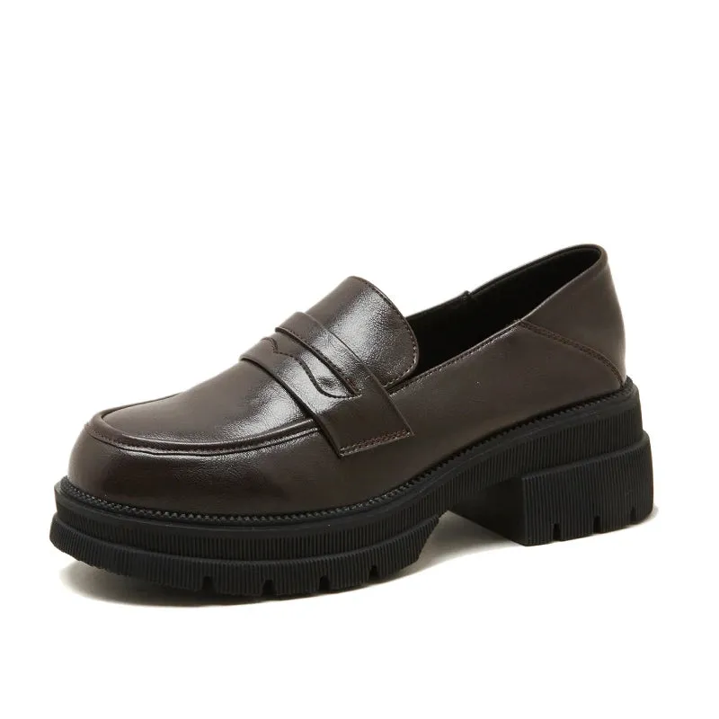 Sohiwoo Japan Style Girl Lolita JK Shoes Loafers Women Students PU Leather Mid Heels Shoes